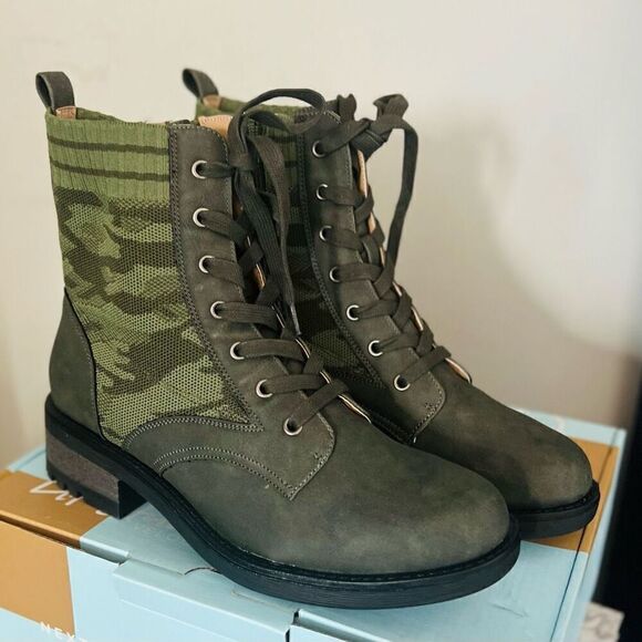 LIFESTRIDE Knockout Lace-Up Combat Boot, Comfort Boot, Green Olive, Size 8, NWT - Picture 2 of 16